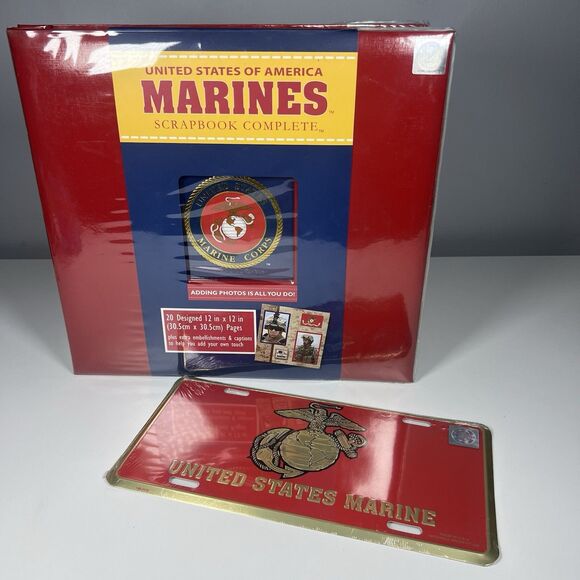 No Brand Other - United States Marines Postbound Red Scrapbook Album 12x12 With License Plate